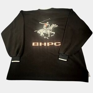 Vintage Beverly Hills Polo Club Fleece Sweatshirt Pullover Black XXL Embroidered